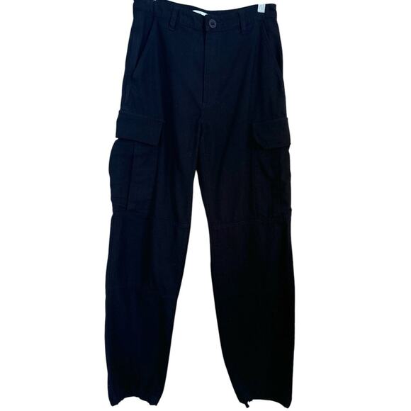 Aritzia TNA Cargo Pants Women's Size 6 Black Tapered Leg 6 Pockets Utility - Picture 1 of 8